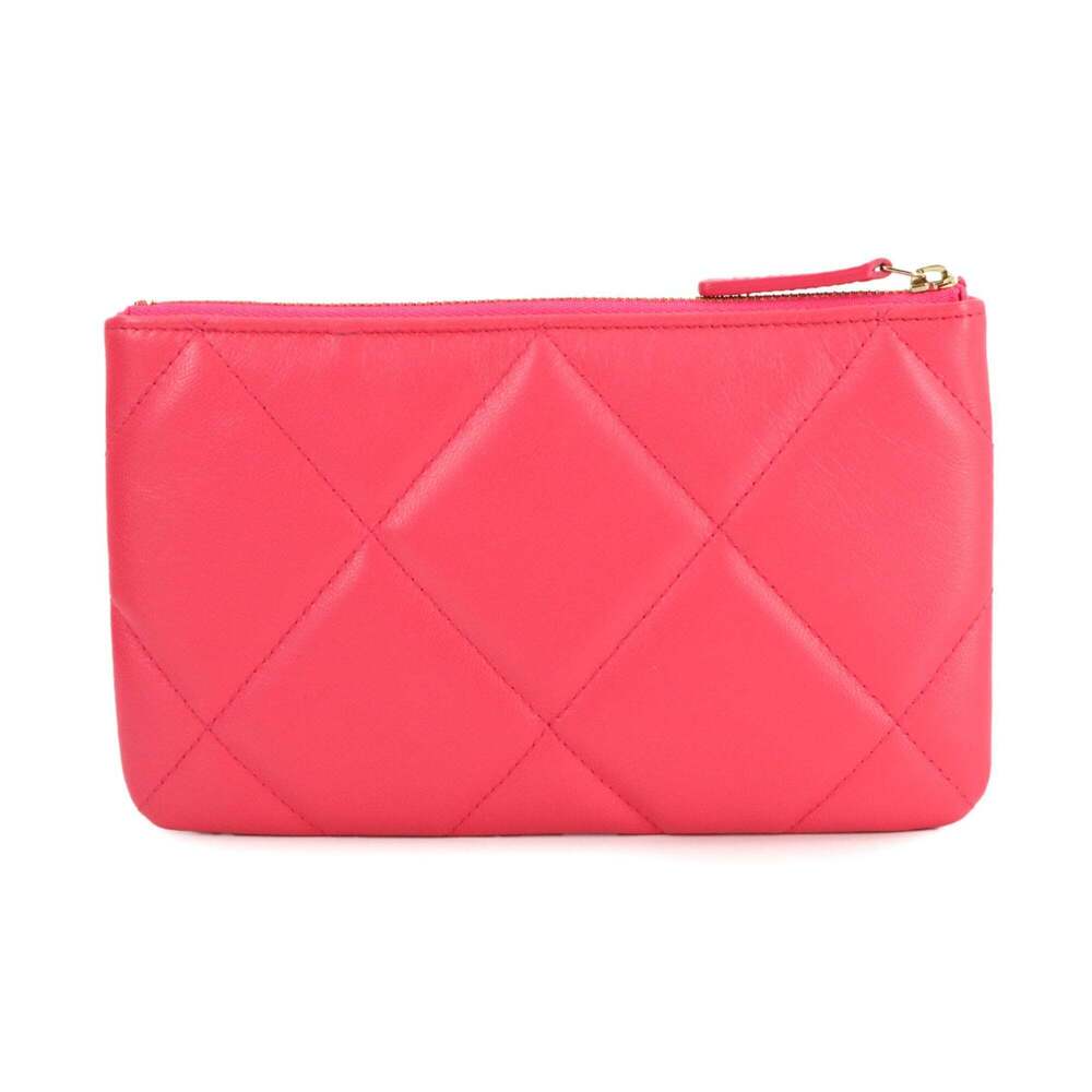 CHANEL Pink Lambskin Leather Pouch - Picture 2 of 8